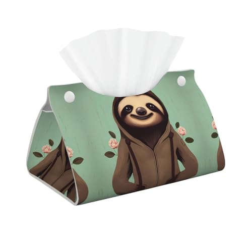 Langes Taschentuchbox aus Leder mit Cartoon-Faultier-Design, geeignet für Nachttische, Werkbänke und dekorative Taschentuchabdeckungen. von WZYCWB