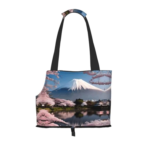 Leichte, atmungsaktive Reise-Umhängetasche für kleine Haustiere, WZYCWB Mt. Fuji im frühen Frühjahr, bedruckte Haustier-Umhängetasche Leichte, atmungsaktive Reise-Umhängetasche für kleine Haustiere, WZYCWB Mt. Fuji im frühen Frühjahr, bedruckte Haustier-Umhängetasche von WZYCWB