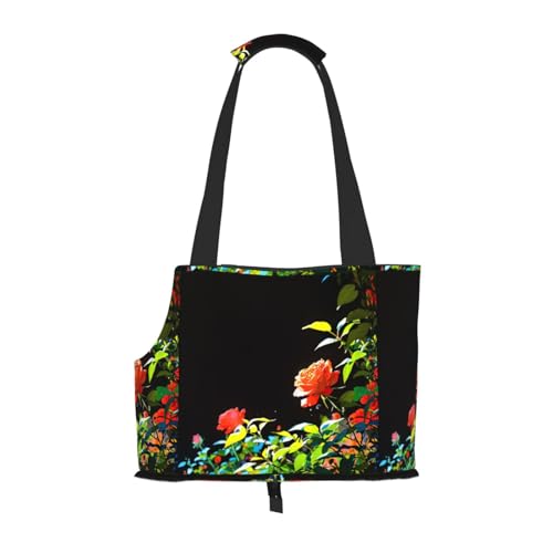 Leichte, atmungsaktive Reise-Umhängetasche für kleine Haustiere, WZYCWB Pflanzen-Rose, bedruckte Haustier-Umhängetasche Leichte, atmungsaktive Reise-Umhängetasche für kleine Haustiere, WZYCWB Pflanzen-Rose, bedruckte Haustier-Umhängetasche von WZYCWB