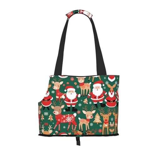 Leichte, atmungsaktive Reise kleine Haustier Umhängetasche, WZYCWB Weihnachtsmann und Weihnachten Hirsch gedruckt Haustier Umhängetasche Leichte, atmungsaktive Reise kleine Haustier Umhängetasche, WZYCWB Weihnachtsmann und Weihnachten Hirsch gedruckt Haustier Umhängetasche von WZYCWB