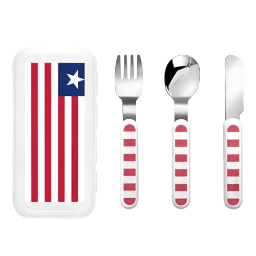 Liberianische Flagge Kindergeschirr 3-teiliges Set, wiederverwendbares Messer, Gabel und Löffel Besteckset, tragbares Kindergeschirr zum Schutz von Lebensmitteln Liberianische Flagge Kindergeschirr 3-teiliges Set, wiederverwendbares Messer, Gabel und Löffel Besteckset, tragbares Kindergeschirr zum Schutz von Lebensmitteln von WZYCWB