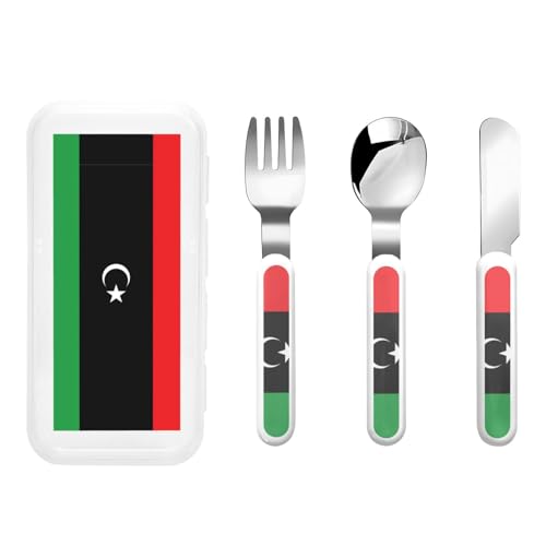 Libyen Flagge Kindergeschirr 3-teiliges Set Wiederverwendbares Messer, Gabel und Löffel Besteck Set Tragbares Kindergeschirr Lebensmittelschutz Geschirr Libyen Flagge Kindergeschirr 3-teiliges Set Wiederverwendbares Messer, Gabel und Löffel Besteck Set Tragbares Kindergeschirr Lebensmittelschutz Geschirr von WZYCWB