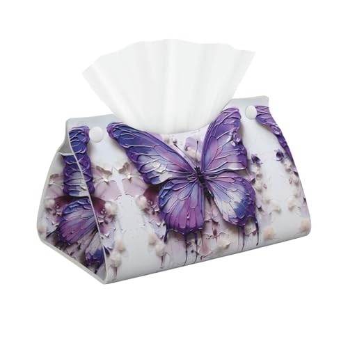 Lila Ölgemälde Schmetterling Lange Leder Taschentuchbox Geeignet für Nachttische, Werkbänke und Home Desktop Dekorative Taschentuchabdeckungen. Lila Ölgemälde Schmetterling Lange Leder Taschentuchbox Geeignet für Nachttische, Werkbänke und Home Desktop Dekorative Taschentuchabdeckungen. von WZYCWB
