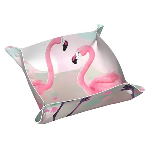 Love Flamingo Kleine bedruckte Leder-Aufbewahrungsbox für den Schreibtisch, multifunktional, personalisierbar von WZYCWB