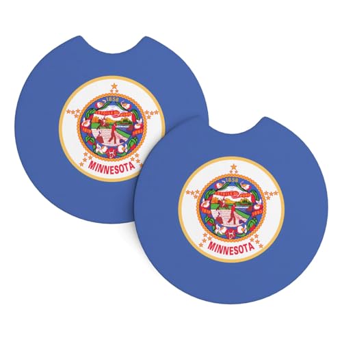 Minnesota Becherhalter-Untersetzer mit Staatsflagge, 2 Stück, 6,9 cm, sehr vielseitig, geeignet für weibliche Autobesitzer Minnesota Becherhalter-Untersetzer mit Staatsflagge, 2 Stück, 6,9 cm, sehr vielseitig, geeignet für weibliche Autobesitzer von WZYCWB