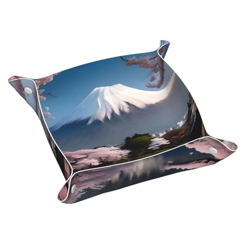 Mt. Fuji im Frühjahr, mittelgroß, bedrucktes Leder, Schreibtisch-Aufbewahrungsbox, multifunktional, personalisierbar von WZYCWB