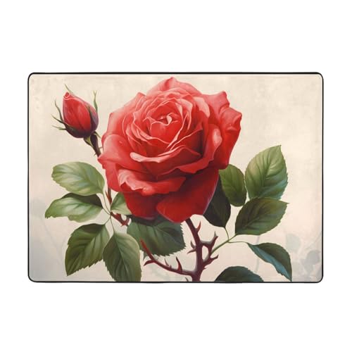 Nice Roses Flanell-Bodenmatte (203,2 x 147,3 cm), Schlafzimmerteppich, Wohnzimmer und Arbeitszimmer, Dekorationsmatte von WZYCWB