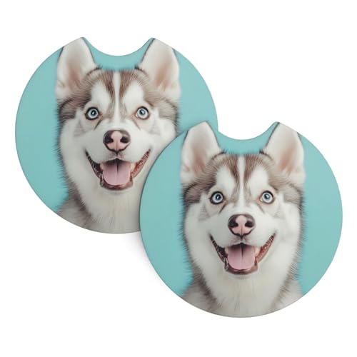 Niedliche Husky-Auto-Getränkehalter-Untersetzer, 6,9 cm, sehr vielseitig, geeignet für weibliche Autobesitzer, 2 Stück Niedliche Husky-Auto-Getränkehalter-Untersetzer, 6,9 cm, sehr vielseitig, geeignet für weibliche Autobesitzer, 2 Stück von WZYCWB
