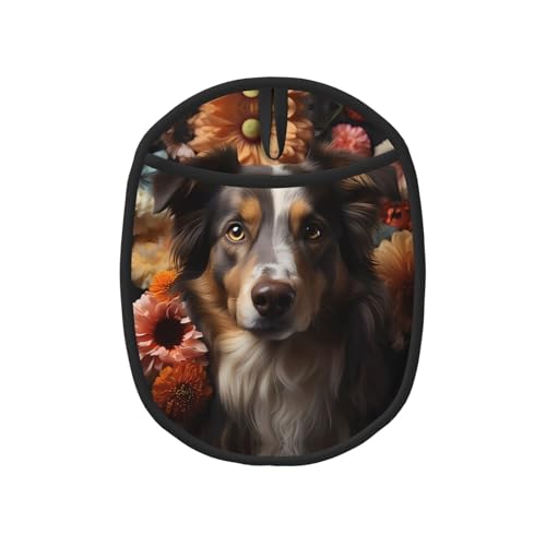 Niedlicher Hund mit Blumen, 1 Stück gemusterte Silikon-Topfmatte (1/2er-Pack), hochtemperaturbeständig und rutschfest, geeignet zum Grillen, Backen usw. von WZYCWB