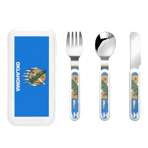 Oklahoma Staatsflagge Kindergeschirr 3-teiliges Set, wiederverwendbares Messer, Gabel und Löffel Besteckset, tragbares Kindergeschirr zum Schutz von Lebensmitteln Oklahoma Staatsflagge Kindergeschirr 3-teiliges Set, wiederverwendbares Messer, Gabel und Löffel Besteckset, tragbares Kindergeschirr zum Schutz von Lebensmitteln von WZYCWB