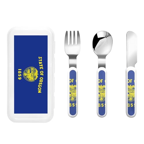 Oregon State Flag Kindergeschirr 3-teiliges Set, wiederverwendbares Messer, Gabel und Löffel Besteckset, tragbares Kindergeschirr zum Schutz von Lebensmitteln Oregon State Flag Kindergeschirr 3-teiliges Set, wiederverwendbares Messer, Gabel und Löffel Besteckset, tragbares Kindergeschirr zum Schutz von Lebensmitteln von WZYCWB