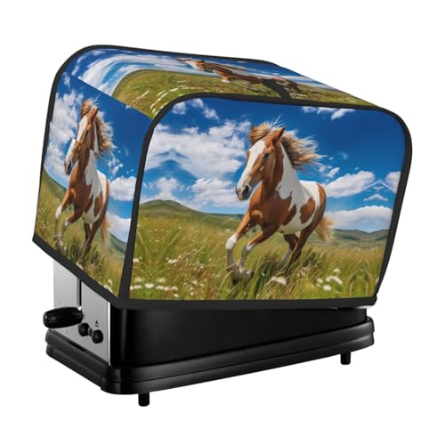 Pferde auf der Prairie Toaster-Abdeckung, geeignet für breites Schlitz-Design, mit seitlicher Aufbewahrungstasche, leicht zu reinigen, staubdicht, geeignet für die Küche. von WZYCWB