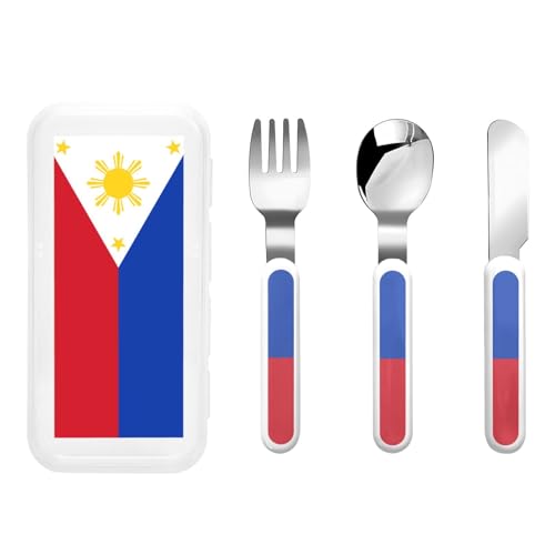 Philippinische Flagge Kindergeschirr 3-teiliges Set, wiederverwendbares Messer, Gabel und Löffel Besteckset, tragbares Kindergeschirr zum Schutz von Lebensmitteln Philippinische Flagge Kindergeschirr 3-teiliges Set, wiederverwendbares Messer, Gabel und Löffel Besteckset, tragbares Kindergeschirr zum Schutz von Lebensmitteln von WZYCWB