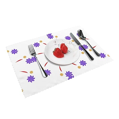 Platzsets mit 8 drehbaren Blumen, leicht zu reinigen, 30,5 x 45,7 cm, geeignet für Esszimmer, Terrassentisch, Küche, 4 Stück von WZYCWB