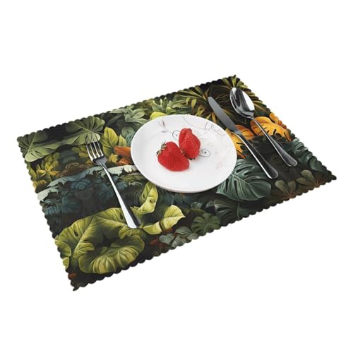Platzsets mit tropischen Regenwaldpalmenblättern, leicht zu reinigen, 30,5 x 45,7 cm, geeignet für Esszimmer, Terrassentisch, Küche, 4 Stück von WZYCWB
