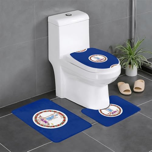 Plüsch-Teppich für Schlafzimmer, Küche, Badewanne, Heimdekoration, Flagge von Virginia, Badezimmer-Schutzmatte, 3-teiliges Set, saugfähiger Teppich für den Außenbereich Plüsch-Teppich für Schlafzimmer, Küche, Badewanne, Heimdekoration, Flagge von Virginia, Badezimmer-Schutzmatte, 3-teiliges Set, saugfähiger Teppich für den Außenbereich von WZYCWB