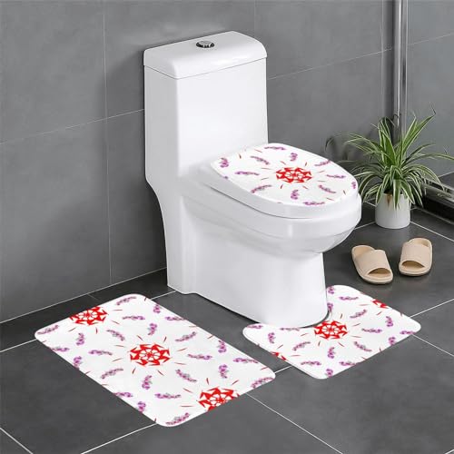 Plüsch-Teppich für Schlafzimmer, Küche, Badewanne, Heimdekoration, drehende Blumen, Badezimmer-Schutzmatte, 3-teiliges Set, saugfähiger Teppich für den Außenbereich von WZYCWB