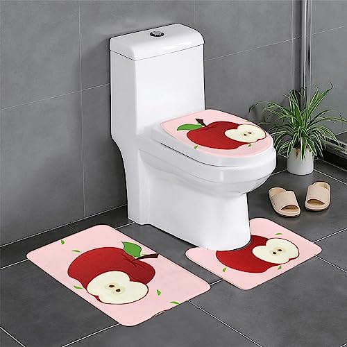 Plüschteppich für Schlafzimmer, Küche, Badewanne, Heimdekoration, Cartoon-rote Früchte, Badezimmer-Schutzmatte, 3-teiliges Set, saugfähiger Teppich für den Außenbereich von WZYCWB