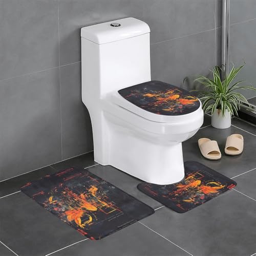 Plüschteppich für Schlafzimmer, Küche, Badewanne, Heimdekoration, Cyberpunk Kalligraphie, Badezimmer-Schutzmatte, 3-teiliges Set, saugfähiger Teppich für den Außenbereich von WZYCWB