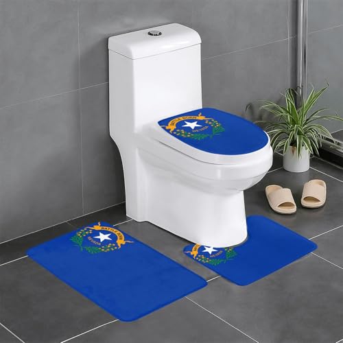 Plüschteppich für Schlafzimmer, Küche, Badewanne, Heimdekoration, Nevada-Flagge, Badezimmer-Schutzmatte, 3-teiliges Set, saugfähiger Teppich für den Außenbereich von WZYCWB
