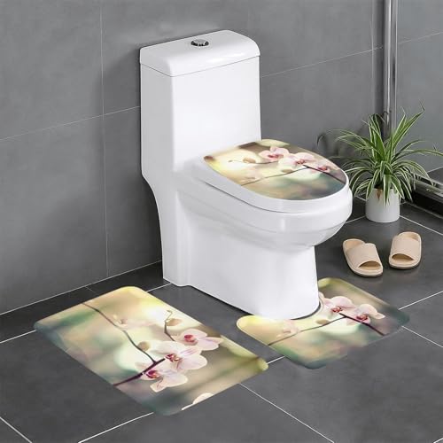 Plüschteppich für Schlafzimmer, Küche, Badewanne, Heimdekoration, Orchidee, 3-teiliges Set, saugfähiger Teppich für den Außenbereich von WZYCWB