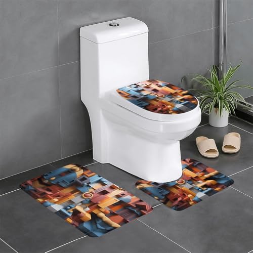 Plüschteppich für Schlafzimmer, Küche, Badewanne, Heimdekoration, farbenfroher Würfel, 3-teiliges Set, saugfähiger Teppich für den Außenbereich von WZYCWB