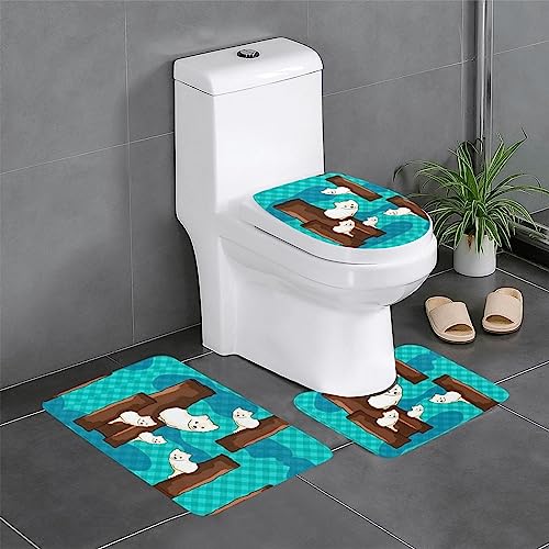 Plüschteppich für Schlafzimmer, Küche, Badewanne, Heimdekoration, niedlicher kleiner Waschbär, Badezimmer-Schutzmatte, 3-teiliges Set, saugfähiger Teppich für den Außenbereich von WZYCWB