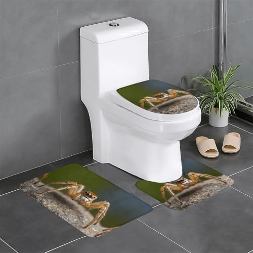 Plüschteppich für Schlafzimmer, Küche, Badewanne, Heimdekoration, schwarze Spinne, Badezimmer-Schutzmatte, 3-teiliges Set, saugfähiger Teppich für den Außenbereich von WZYCWB