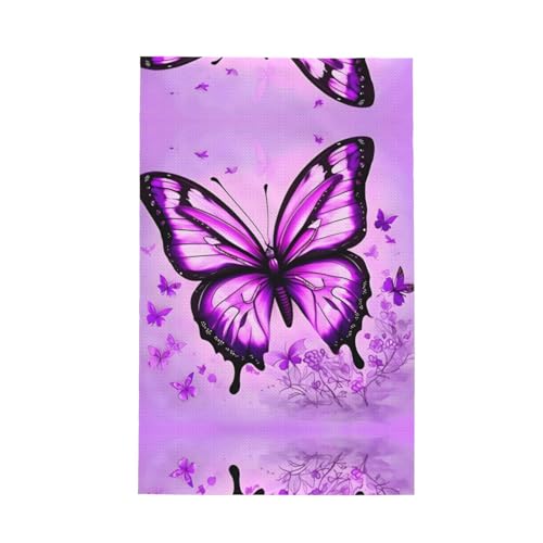 Purple Butterfly Durable Cleaning Tea Towel, Reusable Super Soft Kitchen Towel Absorbent Quick Dry Waffle Cleaning Towel (66 x 16 Inch) von WZYCWB