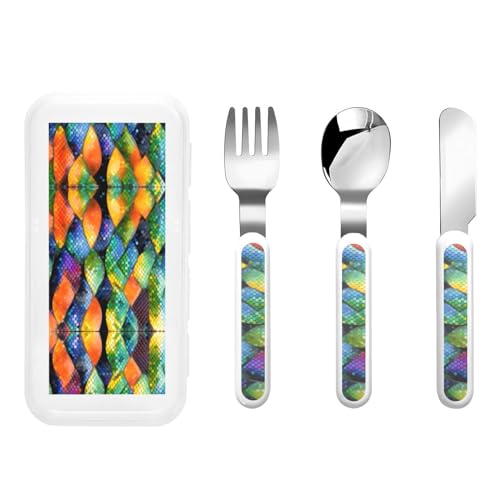 Rainbow Fish Scale Kindergeschirr 3-teiliges Set, wiederverwendbares Messer, Gabel und Löffel Besteckset, tragbares Kindergeschirr zum Schutz von Lebensmitteln Rainbow Fish Scale Kindergeschirr 3-teiliges Set, wiederverwendbares Messer, Gabel und Löffel Besteckset, tragbares Kindergeschirr zum Schutz von Lebensmitteln von WZYCWB
