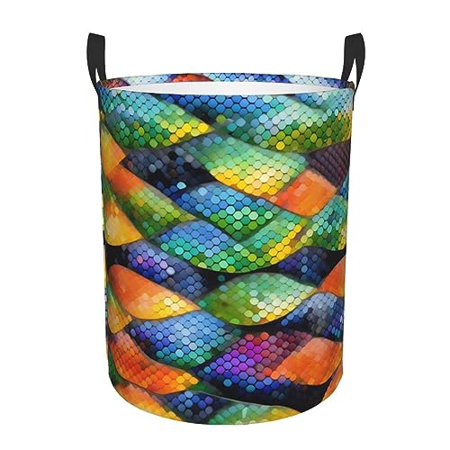 Rainbow Fish Scale Round Single Layer Laundry Basket, Portable Storage Laundry Basket, Bedroom Clothes Storage Basket with Handle Rainbow Fish Scale Round Single Layer Laundry Basket, Portable Storage Laundry Basket, Bedroom Clothes Storage Basket with Handle von WZYCWB