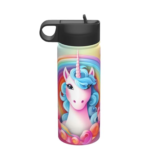 Regenbogen-Einhorn-Edelstahl-Trinkhalm-Flasche, Outdoor-Reise-Isolationsartefakt von WZYCWB
