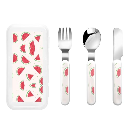 Rosa Wassermelone Kindergeschirr 3-teiliges Set Wiederverwendbares Messer, Gabel und Löffel Besteck Set, Tragbares Kinder Essensschutzgeschirr Rosa Wassermelone Kindergeschirr 3-teiliges Set Wiederverwendbares Messer, Gabel und Löffel Besteck Set, Tragbares Kinder Essensschutzgeschirr von WZYCWB