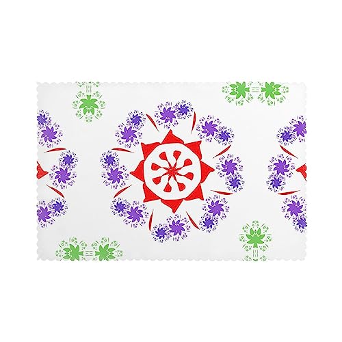 Rotierende lila Blumen gemusterte Restaurant-Tischsets, Hotelbankett, dekorative Tischsets, 6-teiliges Set, 30,5 x 45,7 cm, waschbar von WZYCWB