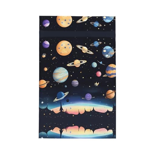 Saturn Jupiter Earth strapazierfähiges Geschirrtuch, wiederverwendbar, superweich, saugfähig, schnell trocknend, Waffelreinigungstuch, 66 x 40 cm von WZYCWB