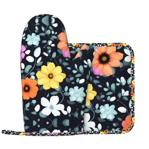 Schöne bunte Blumen Küchenhandschuhe und Wärmedämmungspad Set, geeignet für Grillabdeckungen und Speiseteller, perfekt für Grillabende und Bankette. Schöne bunte Blumen Küchenhandschuhe und Wärmedämmungspad Set, geeignet für Grillabdeckungen und Speiseteller, perfekt für Grillabende und Bankette. von WZYCWB