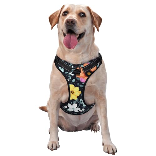 Schöne bunte Blumen kleine bedruckte Haustier-Traktionsweste – ideal für Spaziergänge mit dem Hund, Wandern, tägliche Reisen von WZYCWB