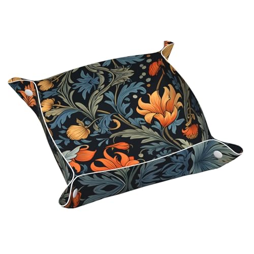 Schreibtisch-Aufbewahrungsbox aus Leder, Blumenmuster, mittelgroß, multifunktional, personalisierbar von WZYCWB