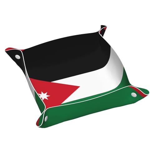 Schreibtisch-Aufbewahrungsbox aus Leder, Motiv: Jordanische Flagge, mittelgroß, multifunktional, personalisierbar von WZYCWB