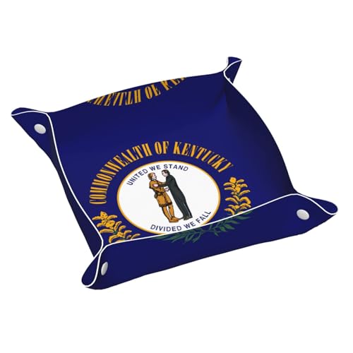 Schreibtisch-Aufbewahrungsbox aus Leder mit Kentucky-Staatsflagge, mittelgroß, multifunktional, personalisierbar von WZYCWB