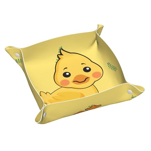 Schreibtisch-Aufbewahrungsbox mit Cartoon-Ente, mittelgroß, bedrucktes Leder, multifunktional, personalisierbar von WZYCWB