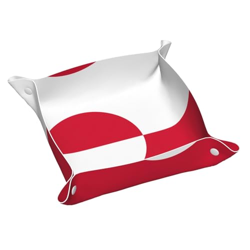 Schreibtisch-Aufbewahrungsbox mit Grönland-Flagge, mittelgroß, bedrucktes Leder, multifunktional, personalisierbar von WZYCWB