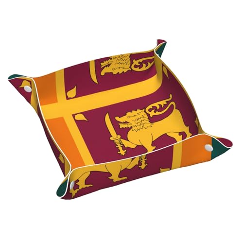Schreibtisch-Aufbewahrungsbox mit Sri Lanka-Flagge, mittelgroß, bedrucktes Leder, multifunktional, personalisierbar von WZYCWB
