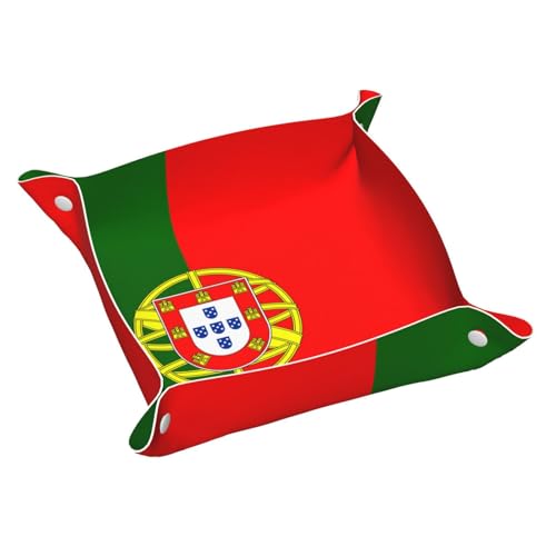 Schreibtisch-Aufbewahrungsbox mit portugiesischer Flagge, klein, bedrucktes Leder, multifunktional, personalisierbar von WZYCWB