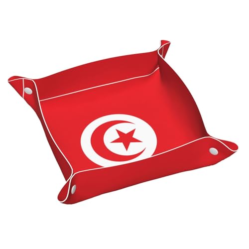 Schreibtisch-Aufbewahrungsbox mit tunesischer Flagge, mittelgroß, bedrucktes Leder, multifunktional, personalisierbar von WZYCWB