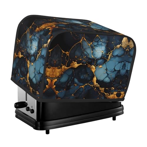 Schwarz-goldfarbene marmorierte Toaster-Abdeckung, geeignet für breite Schlitz-Design, mit seitlicher Aufbewahrungstasche, leicht zu reinigen, staubdicht, geeignet für die Küche. von WZYCWB
