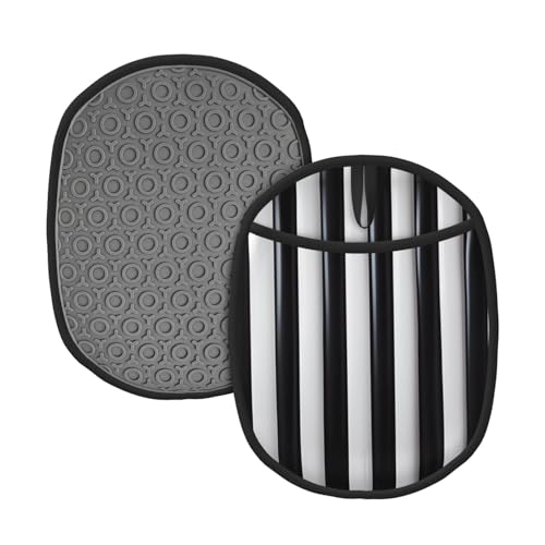 Schwarz-weiß gestreifte Silikon-Topfmatte (1/2er-Pack), hochtemperaturbeständig und rutschfest, geeignet zum Grillen, Backen usw. von WZYCWB