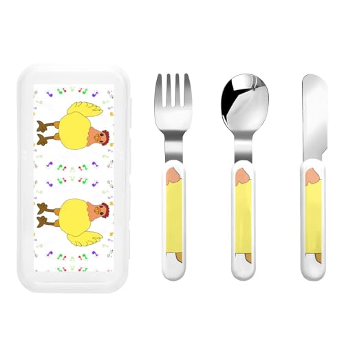 Singing Henne Kindergeschirr 3-teiliges Set, wiederverwendbares Messer, Gabel und Löffel Besteckset, tragbares Kindergeschirr zum Schutz von Lebensmitteln Singing Henne Kindergeschirr 3-teiliges Set, wiederverwendbares Messer, Gabel und Löffel Besteckset, tragbares Kindergeschirr zum Schutz von Lebensmitteln von WZYCWB