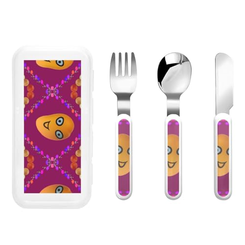 Smiley Mango Kindergeschirr 3-teiliges Set, wiederverwendbares Messer, Gabel und Löffel Besteckset, tragbares Kindergeschirr zum Schutz von Lebensmitteln Smiley Mango Kindergeschirr 3-teiliges Set, wiederverwendbares Messer, Gabel und Löffel Besteckset, tragbares Kindergeschirr zum Schutz von Lebensmitteln von WZYCWB