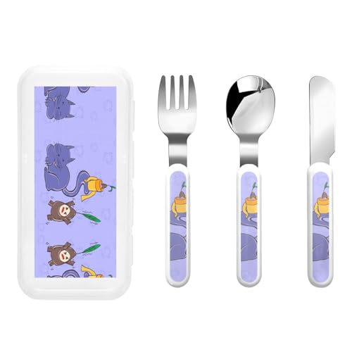Sonnenblumenkerne und Katzen Kindergeschirr 3-teiliges Set, wiederverwendbares Messer, Gabel und Löffel Besteckset, tragbares Kindernahrungsschutzgeschirr Sonnenblumenkerne und Katzen Kindergeschirr 3-teiliges Set, wiederverwendbares Messer, Gabel und Löffel Besteckset, tragbares Kindernahrungsschutzgeschirr von WZYCWB